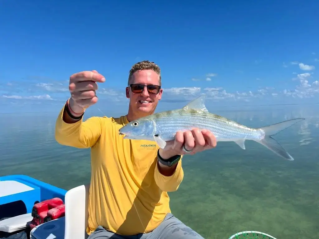 Shallow water flats fishing for Bonefish in Cancun Mexico